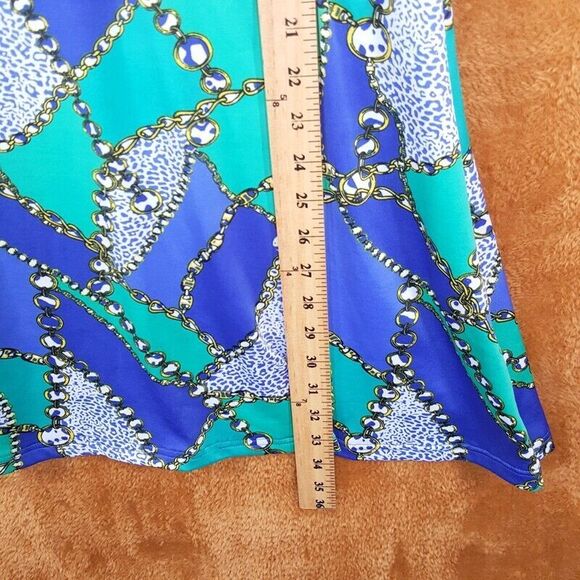 OH MY BOD Womens Dress Small Blue Pullover Shift Mini Stretch 60s Retro Funky - Picture 7 of 8